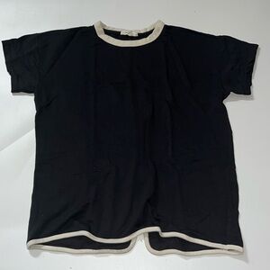 rag & bone Black Short Sleeve Tee with Cream Trim